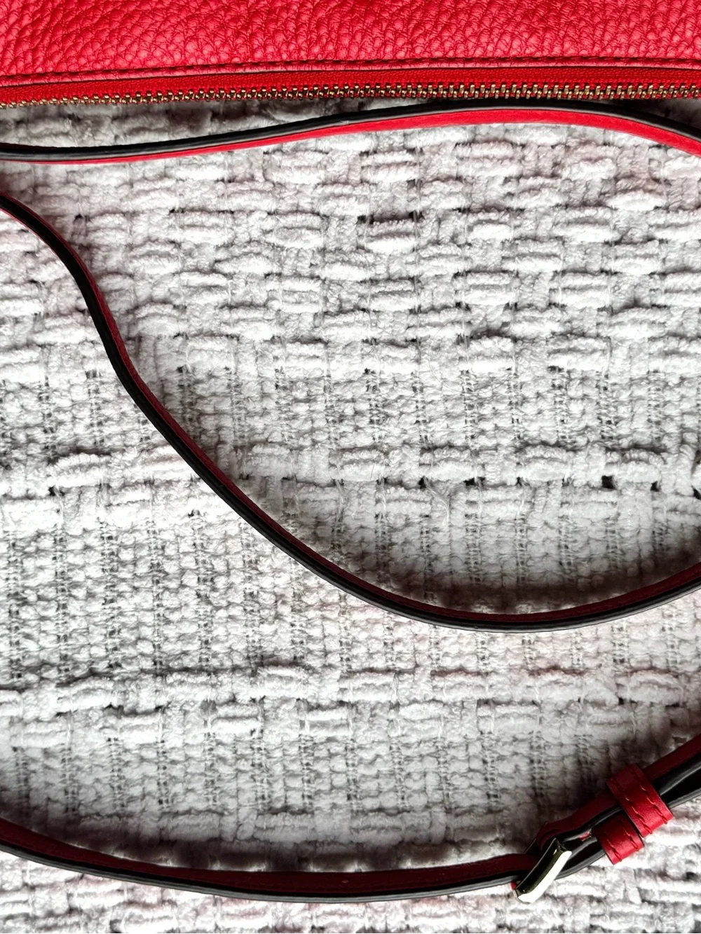 Kate Spade New York Red Pebbled Leather Crossbody Bag Adjustable Strap